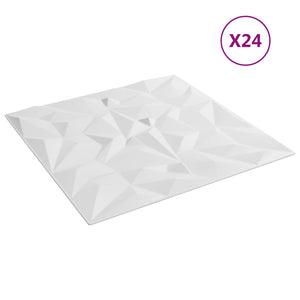 3D Wandpaneele Weiß 50x50cm, 24 Stk.
