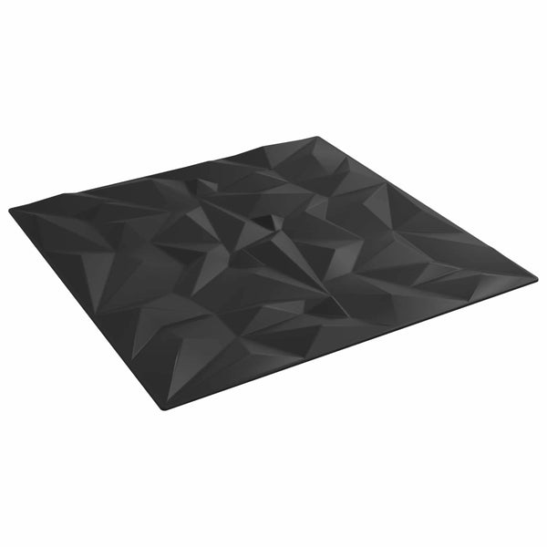 Schwarze Wandpaneele, 48 Stk., 50x50 cm, XPS-Schaum
