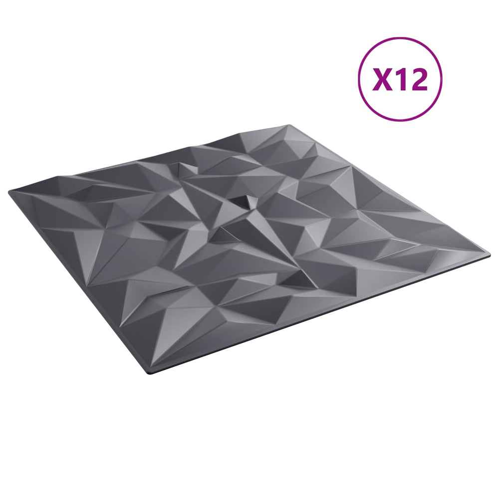 3D Wandpaneele Amethyst Grau 50x50cm (12 Stück)