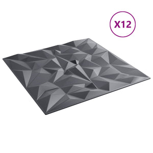 3D Wandpaneele Amethyst Grau 50x50cm (12 Stück)