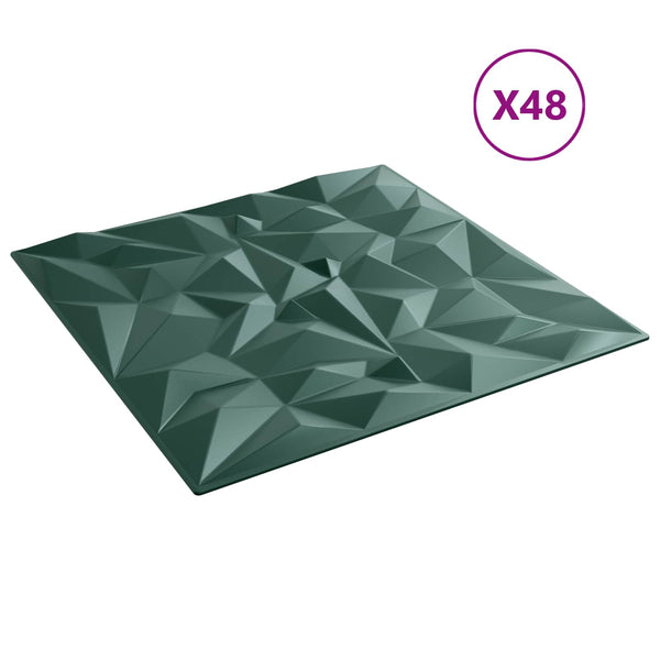 3D Wandpaneele Grün Amethyst 50x50cm, 48 Stk.