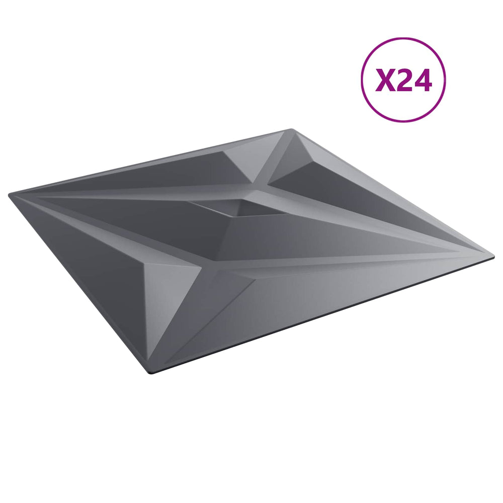 3D Wandpaneele Stern Grau 24 Stk.