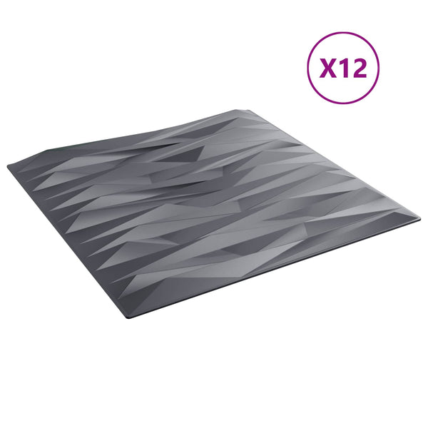 Wandpaneele Steingrau 3D XPS 50x50cm, 12 Stk.