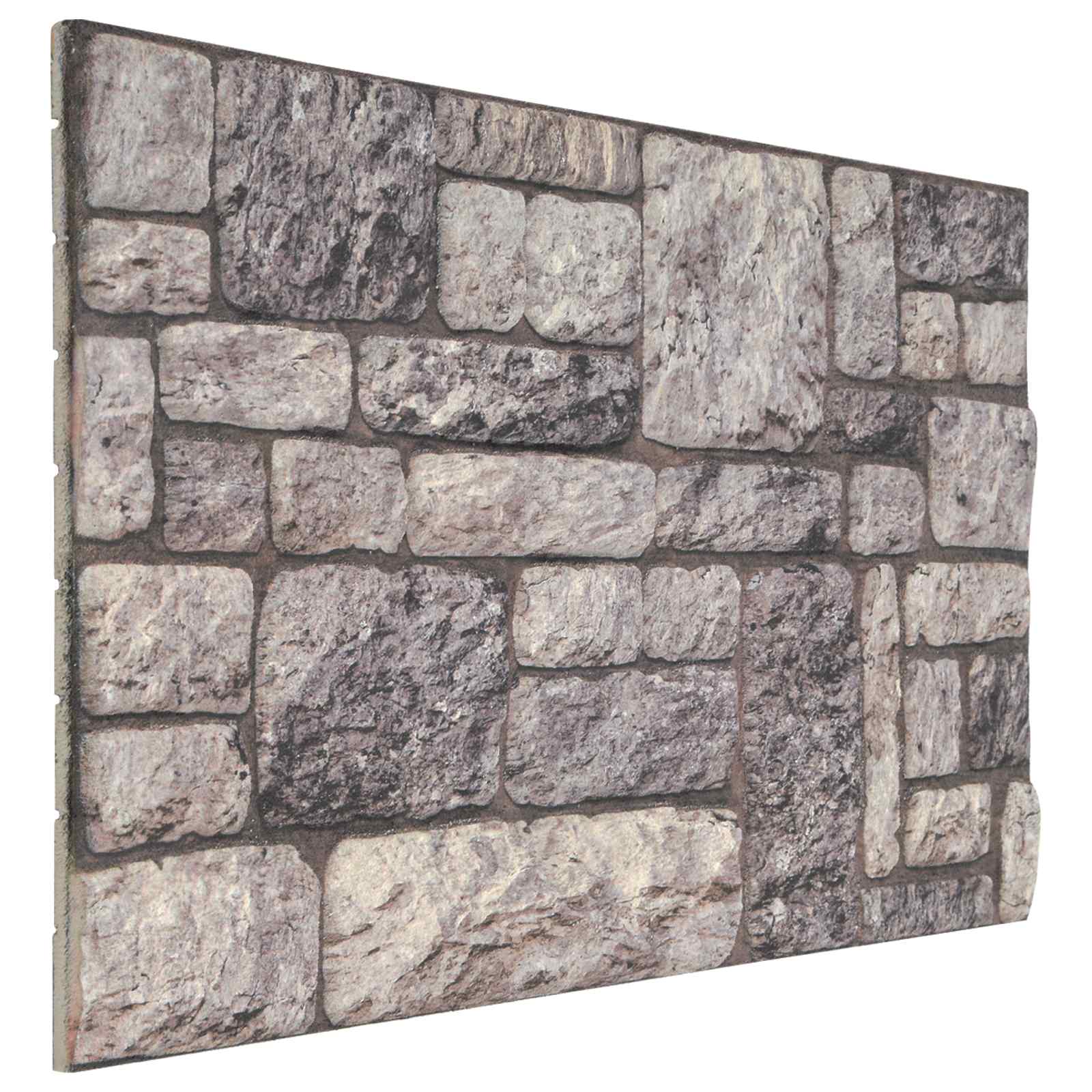 Wandpaneele Grau/Weiß Steinmuster 100x50cm, 10 Stk.