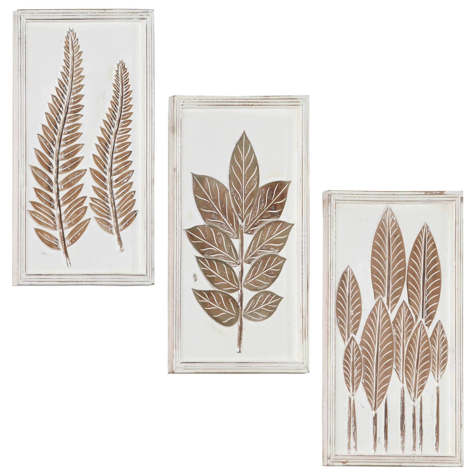 Wandkunst Deko 3er Set Braun Weiß 40x40