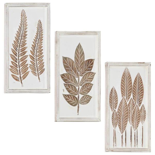Wandkunst Deko 3er Set Braun Weiß 40x40