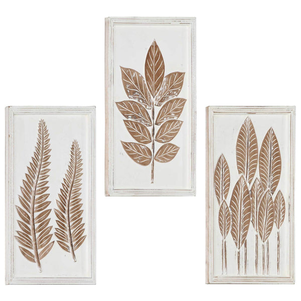 Wandkunst Deko 3er Set Braun Weiß 40x40