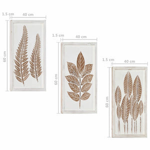 Wandkunst Deko 3er Set Braun Weiß 40x40