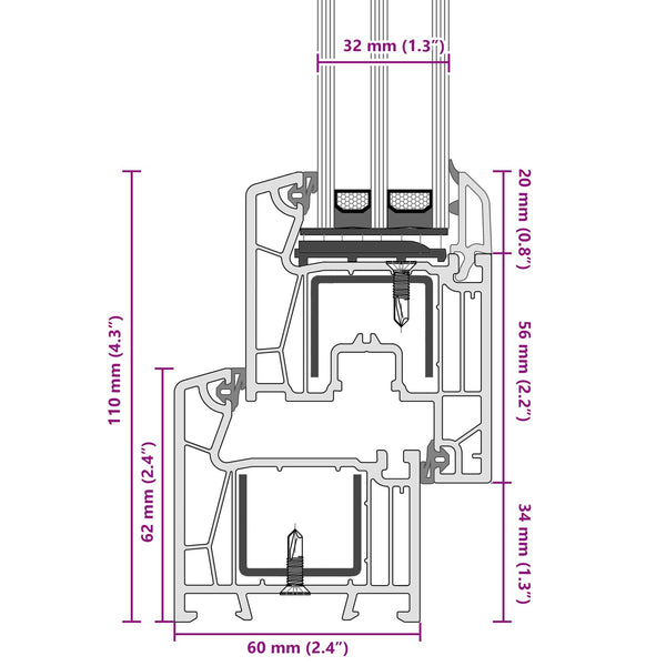 Kellerfenster PVC Weiß 100x70 cm