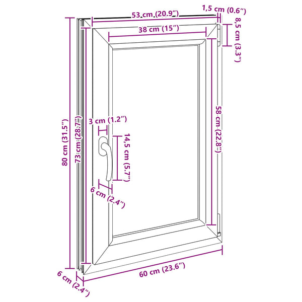 Kellerfenster PVC Anthrazit 60x80 cm