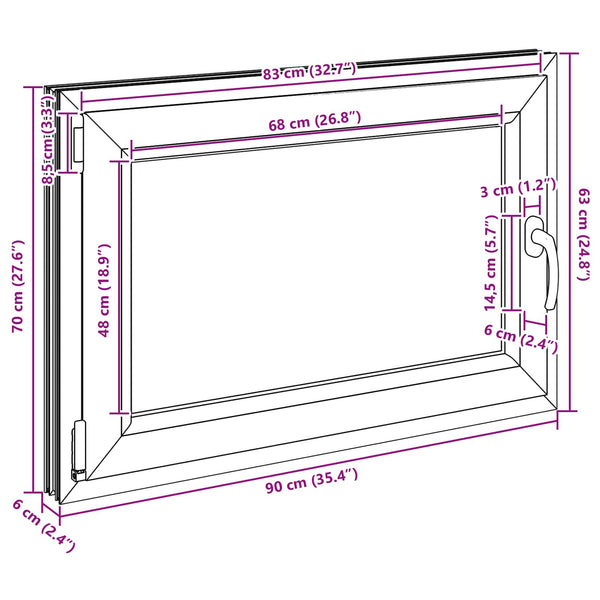 vidaXL Fenêtre de sous-sol RISOR 90 x 70 cm PVC et verre anthracite