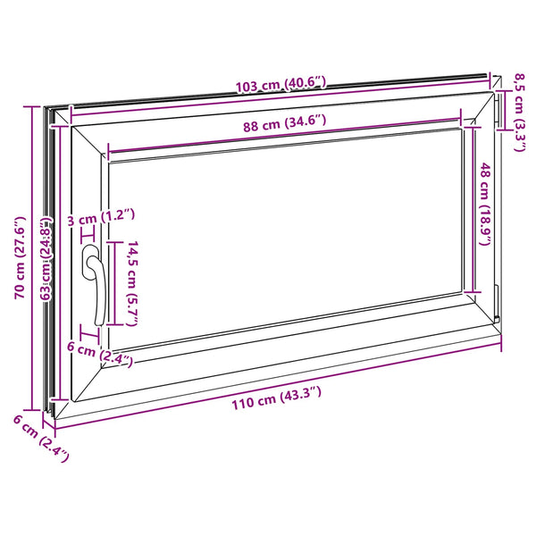 vidaXL Fenêtre de sous-sol RISOR 110 x 70 cm PVC et verre anthracite