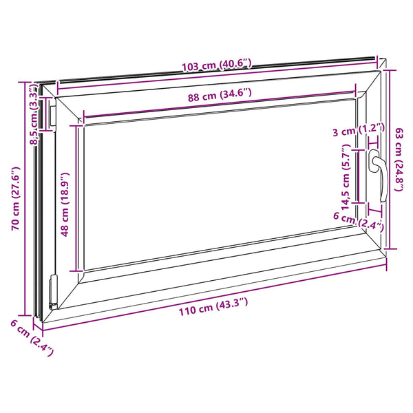 vidaXL Fenêtre de sous-sol RISOR 110 x 70 cm PVC et verre anthracite
