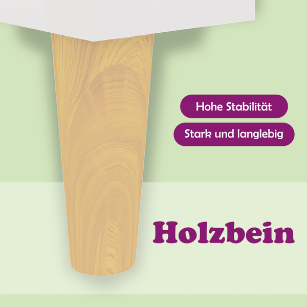 Weißer Nachttisch mit Holzbeinen 40x30x50 cm
