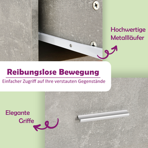Schminktisch mit LED-Beleuchtung, Betongrau