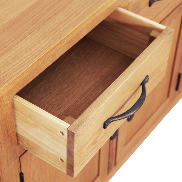 Sideboard Braun 112 x 33,5 x 70 cm Massivholz Eiche