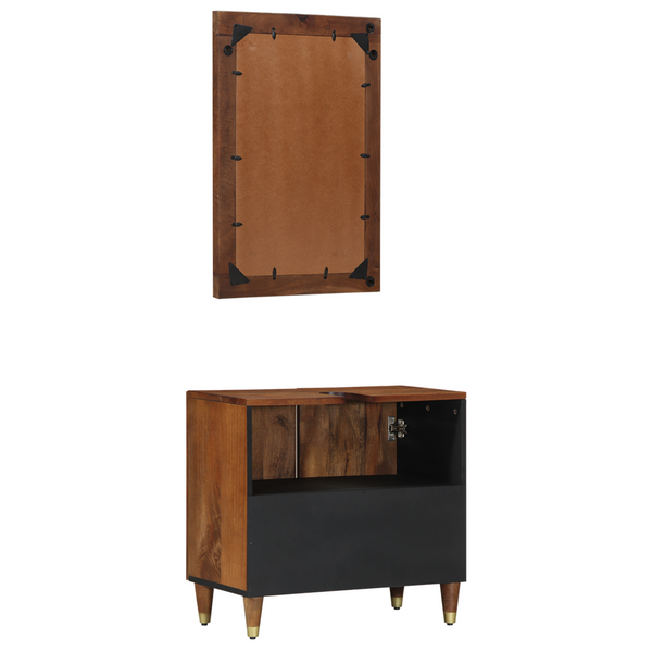 Badezimmerschrank Set Honigbraun Mango 2er