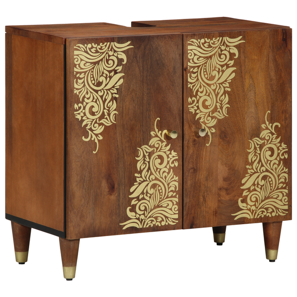 Badezimmerschrank Set Honigbraun Mango 3-teilig