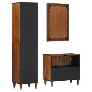 Badezimmerschrank Set Honigbraun Mango 3-teilig