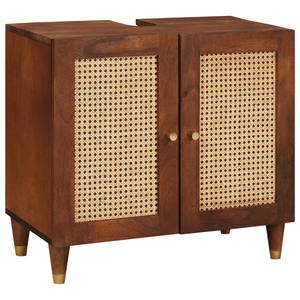Badezimmerschrank Set Schwarz Gold Mango Massivholz