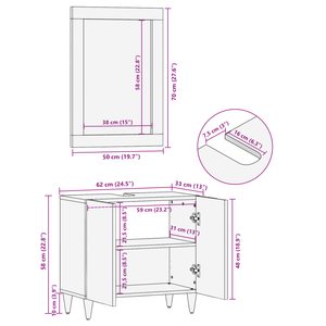 Badezimmerschrank Set Schwarz Gold Mango Massivholz