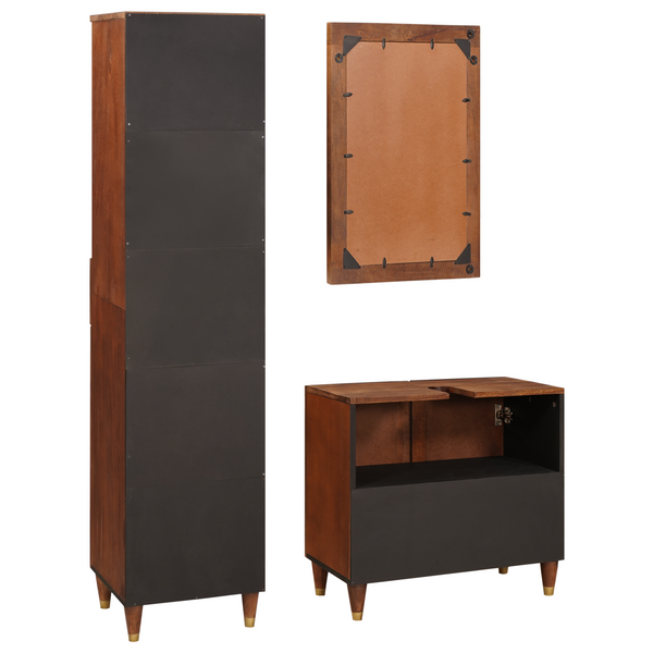 Badezimmerschrank Set 3-teilig Mango Massivholz