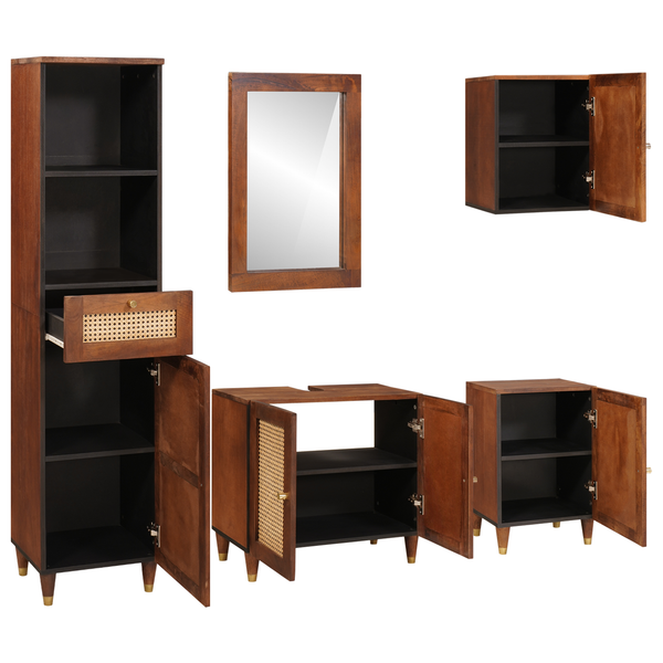 Badezimmerschrank Set 5-teilig Mango Massivholz