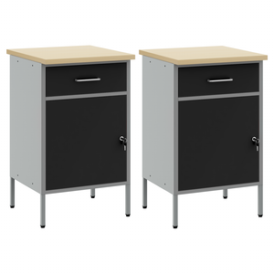 Werkbank mit Schubladen, 2er-Set, Schwarz/Grau, 100 cm
