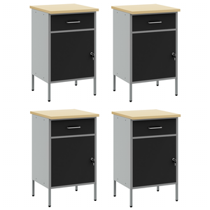 Werkbank mit Schubladen, Schwarz/Grau, 200 cm