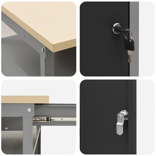 Werkbank Set 8-teilig Stahl Schwarz/Grau