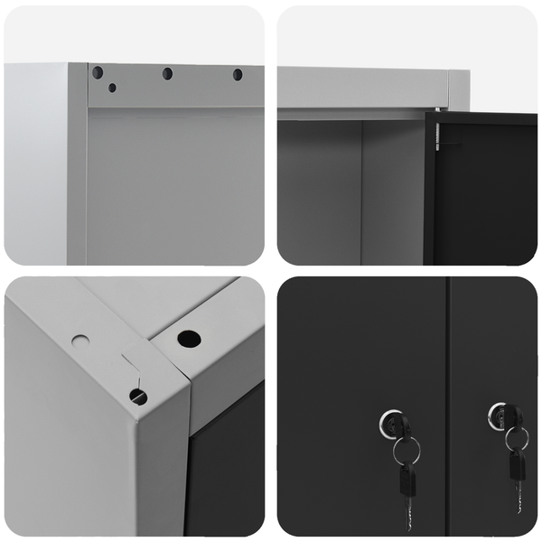 Werkbank Set 8-teilig Stahl Schwarz/Grau