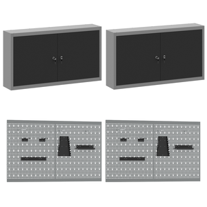Werkbank Set 8-teilig Stahl Schwarz/Grau