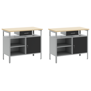 Werkbank Set 8-teilig Stahl Schwarz/Grau