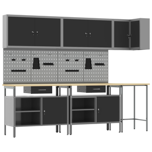 Werkbank Set mit Schubladen, 10-teilig, Schwarz/Grau