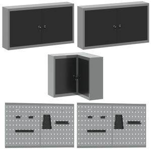 Werkbank Set mit Schubladen, 10-teilig, Schwarz/Grau