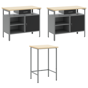 Werkbank Set mit Schubladen, 10-teilig, Schwarz/Grau