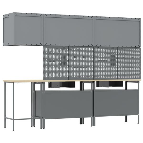 Werkbank Set mit Schubladen, 10-teilig, Schwarz/Grau