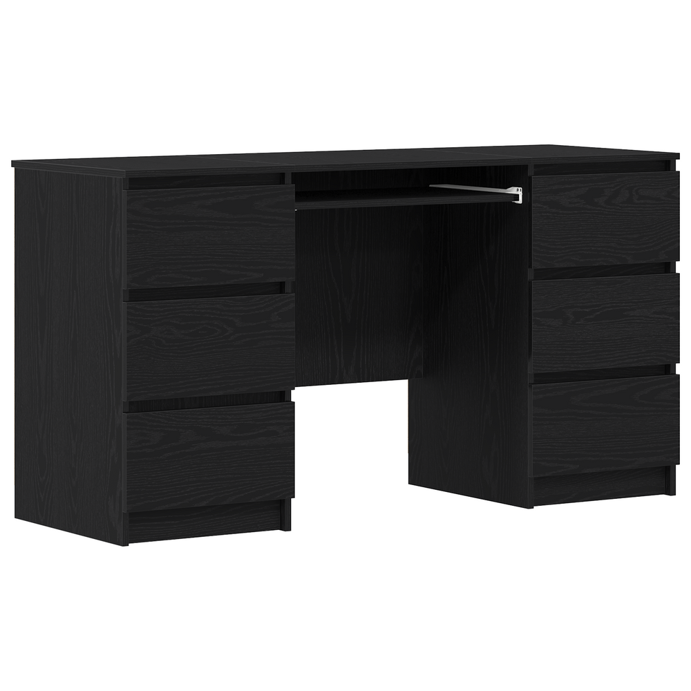 Schreibtisch Schwarz Eichenoptik mit Schublade 140 cm