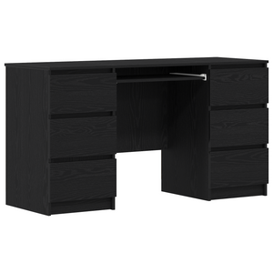 Schreibtisch Schwarz Eichenoptik mit Schublade 140 cm