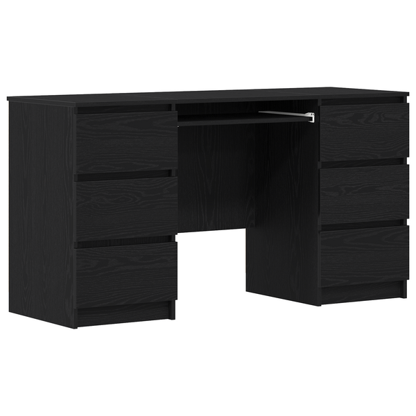 Schreibtisch Schwarz Eichenoptik mit Schublade 140 cm