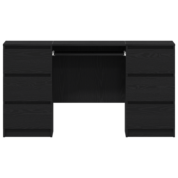 Schreibtisch Schwarz Eichenoptik mit Schublade 140 cm