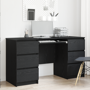 Schreibtisch Schwarz Eichenoptik mit Schublade 140 cm