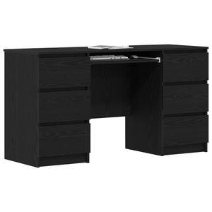 Schreibtisch Schwarz Eichenoptik mit Schublade 140 cm