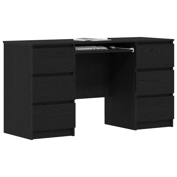 Schreibtisch Schwarz Eichenoptik mit Schublade 140 cm