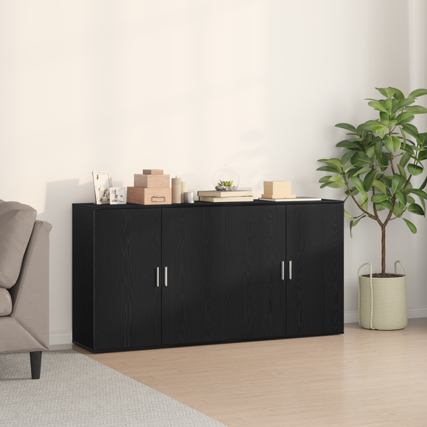 Sideboard Schwarz Eichenoptik 79x38x80cm, 2er-Set