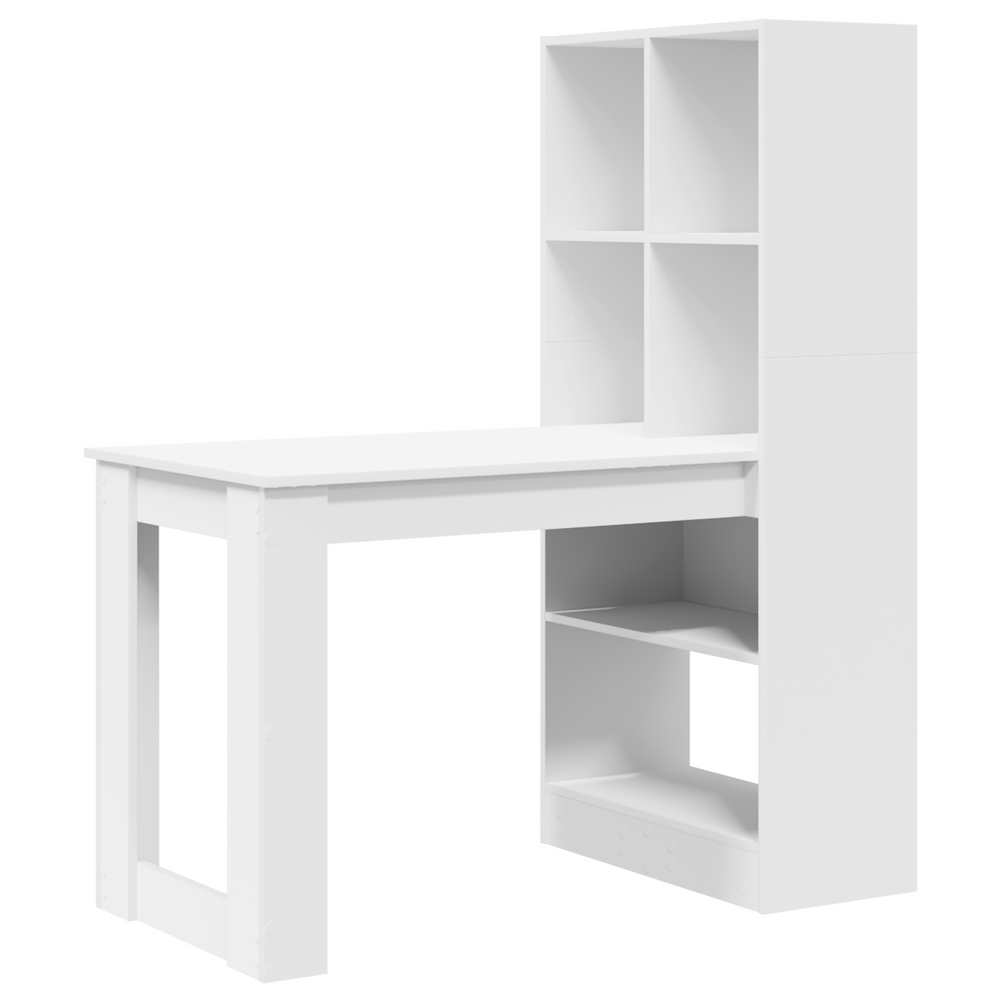 Schreibtisch mit Regal, Weiß, 122 cm