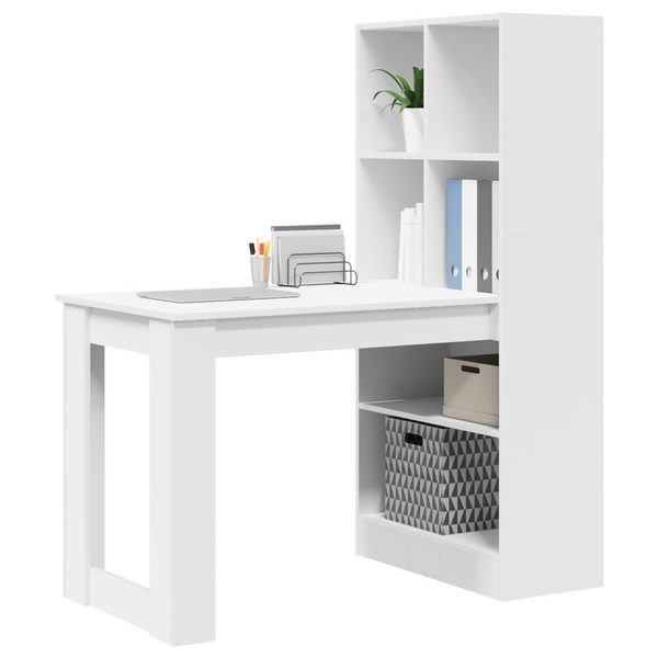 Schreibtisch mit Regal, Weiß, 122 cm