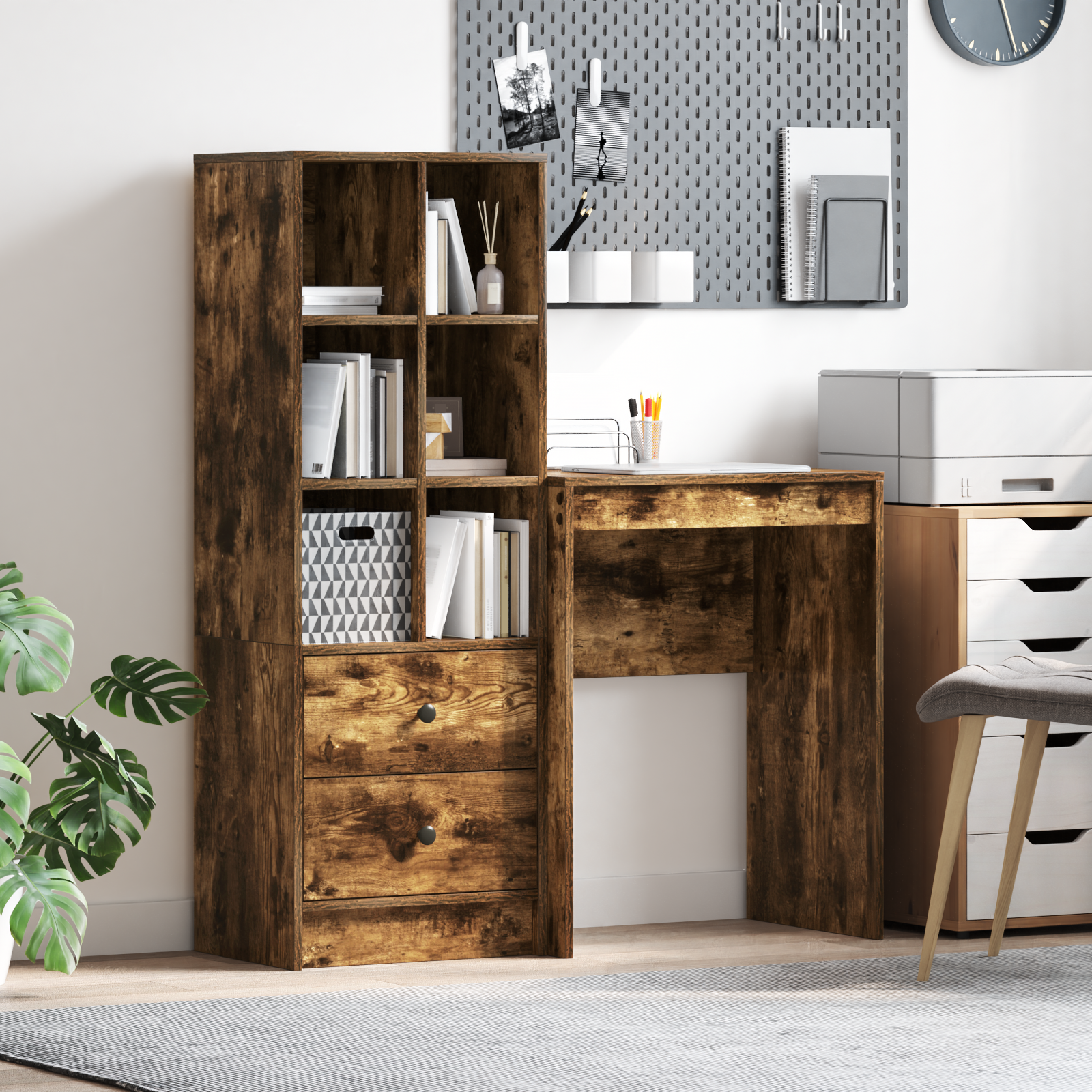 Schreibtisch mit Schubladen Geräucherte Eiche