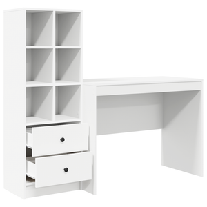 Schreibtisch mit Schubladen, 2er Set, Weiß
