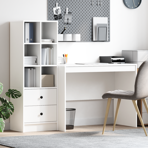 Schreibtisch mit Schubladen, 2er Set, Weiß